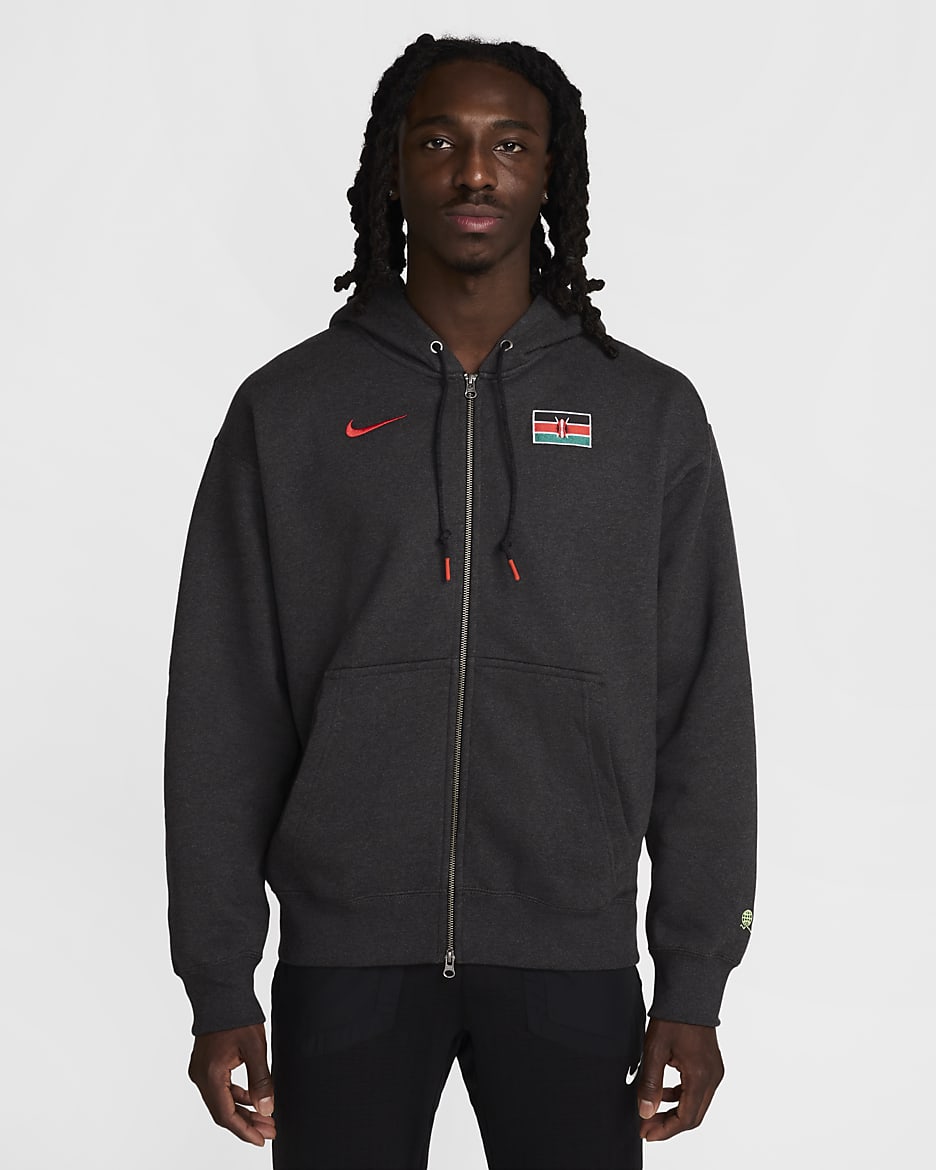 Panska mikina Nike Team Kenya Solo Swoosh s kapuci a zipem po cele delce